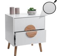 Table de nuit HWC-N89, commode table d'appoint, design 3D tiroir bois mélaminé, 55x48x41cm ~ blanc