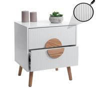 Table de nuit HWC-N89, commode table d'appoint, design 3D tiroir bois mélaminé, 55x48x41cm blanc