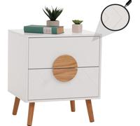 Mendler Table de Nuit HWC-N89, Commode Table d'appoint, tiroir à Chevrons Bois mélaminé, 55x48x40cm - Blanc