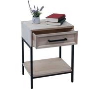 Table de nuit HWC-N91, commode table d'appoint armoire, tiroir shabby look bois de paulownia 59x43x36cm ~ naturel