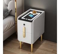 Table de nuit intelligente avec coffre-fort caché, station de charge USB, éclairage tricolore et rangement spacieux pour l'organisation de la chambre à coucher