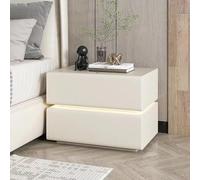 Table de nuit intelligente avec lumière LED et 2 tiroirs - Commode de chevet moderne en bois massif, petite table d'appoint debout au sol pour chambre à coucher et bureau (50 cm) - Solution de