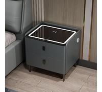 Table de nuit intelligente avec station de charge, table d'appoint blanche moderne, lumières LED, 2 tiroirs de rangement, petite table de chevet pour chambre à coucher et salon sombre