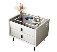 Table de Nuit Intelligente avec Station de Recharge sans Fil, Table de Nuit Multifonction avec Chargement USB et Lumières LED Tricolores, Table d'Appoint Moderne avec Tiroirs pour Chambre Salon ( Colo