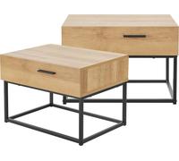 Table de nuit 'Lavangen' lot de 2 avec un tiroir imitation chêne / noir