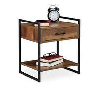 Table de nuit, lot de 2, tiroir, industriel, meuble d’appoint salon et chambre,métal, 50x43x37 cm,effet bois, noir