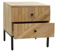 Table de nuit HWC-L95 Tiroir Bois de manguier 51x45x40cm naturel