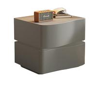 Table De Nuit Moderne Avec 2 Tiroirs,Table De Chevet En Bois Massif Avec Éclairage,Table D'appoint De Rangement Robuste Avec Design De Vague,avec Lumières Réglables,pour Chambre(Light gray,L*H40*50cm/