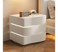 Table De Nuit Moderne Avec 2 Tiroirs,Table De Chevet En Bois Massif Avec Éclairage,Table D'appoint De Rangement Robuste Avec Design De Vague,avec Lumières Réglables,pour Chambre(Off-white,L*H50*62cm/1
