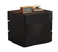 Table De Nuit Moderne Avec 2 Tiroirs,Table De Chevet En Bois Massif Avec Éclairage,Table D'appoint De Rangement Robuste Avec Design De Vague,avec Lumières Réglables,pour Chambre(Black,L*H45*62cm/18*24