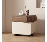Table de Nuit Moderne avec 2 Tiroirs,Table De Chevet,Table De Nuit avec Rangement,Bout de Canapé,Table de Nuit Moderne,pour Chambre, Salon, Bureau(Brown/Off-White,L40cm/15.7in)