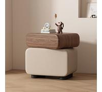 Table de Nuit Moderne avec 2 Tiroirs,Table De Chevet,Table De Nuit avec Rangement,Bout de Canapé,Table de Nuit Moderne,pour Chambre, Salon, Bureau(Brown/Khaki,L45cm/17.7in)