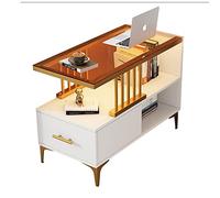 Table de nuit moderne avec étagère, table de fin, table latérale avec étagères de rangement pour chambre de petit espace, salle de séjour, côté canapé simple (blanc+marron)