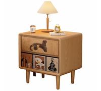 Table de Nuit Patchwork Moderne du Milieu du siècle, Cadre en Bois Massif - Armoire de Rangement rétro for Chambres principales(Natural,(16 * 16 * 20in))