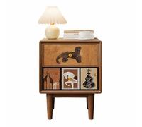 Table de Nuit Patchwork Moderne du Milieu du siècle, Cadre en Bois Massif - Armoire de Rangement rétro for Chambres principales(Walnut,(18 * 16 * 20in))