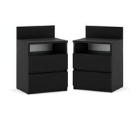 Table de nuit SET de 2 pièces 40x59x32cm (L/H/P) Table de nuit pour chambre à coucher Commode de nuit avec tiroirs Table d'appoint - Chambre à coucher Table de nuit noir