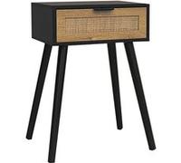 PEGANE Table de Nuit, Table de Chevet avec 1 tiroir en Bois Coloris Naturel, Noir - Longueur 40 x Profondeur 30 x Hauteur 60 cm