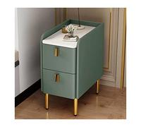 Table De Nuit Tables de chevet vertes avec 2 tiroirs, tables de chevet en cuir PU et bois, table d'extrémité étroite, meubles de style moderne for chambre à coucher, salon, 19,6" de hauteur Chambre à