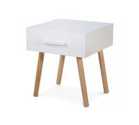Homestyle4u Table de nuit à tiroir blanc en pin
