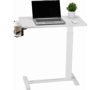 Table de nuit VEVOR, table d'appoint mobile, réglable en hauteur, table pour ordinateur portable avec porte-boisson, table de nuit portable pour le bureau, le cabinet de travail, la maison, blanc