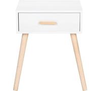 Table de nuit Wenko Skandi blanc avec tiroir et pieds en bois 381366