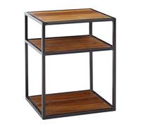 Table de nuit WOHNLING Sheesham bois massif / métal 40x50x35 cm Table d'appoint haute, Console de chevet boxspring design avec rangement, Table de salon haute industrielle avec espace de rangement
