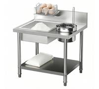 Table de panure commerciale en acier inoxydable pour la préparation des aliments frits, station de préparation de poulet frit robuste avec paniers pour cuisine de restaurant