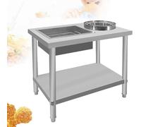 Table de panure de poulet frit en acier inoxydable, table de travail commerciale avec station de brassage, table de préparation robuste pour restaurant, cuisine, restauration