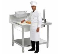 Table de panure, station de préparation de poulet frit, table commerciale de préparation d'aliments frits, poste de travail en acier inoxydable pour hamburgers, restauration rapide