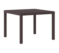 Table de patio carrée marron vidaXL pour salle à manger extérieure durable résistante à l'eau et aux UV en polypropylène 871681