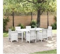 vidaXL Table de jardin rectangulaire 200×100×73 cm blanche en poly rattan 8 places 871690
