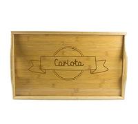 Table de Petit-déjeuner en Bambou gravée d'un prénom