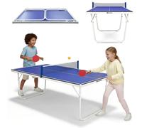 HyperMotion Table de Ping-Pong Pliante pour la Maison, Table Compacte de Tennis de Table Indoor pour Jeu Récréatif, Design Gain de Place avec Filet, 2 Raquettes et Balles, Table Familiale