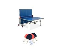 Table de ping pong OUTDOOR bleue, avec 4 raquettes et 6 balles, pour utilisation extérieure, sport tennis de table | sweeek