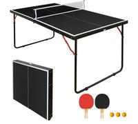 Table de ping-pong pliable, peu encombrante, mini table de ping-pong, résistante aux intempéries, pliable pour l'extérieur et l'intérieur, petite avec pied, noire