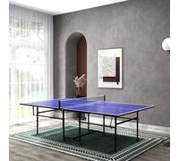 Table de ping-pong pliable - Table de ping-pong pliable en quart et roulettes, résistante aux intempéries pour l'extérieur et l'intérieur, avec filet, 2 raquettes et 3 balles, plateau en bois avec
