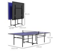 Table de ping-pong SPORTNOW, table de ping-pong pliable en quart de cercle avec roulettes, ensemble de jeu de ping-pong avec 2