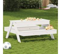 Table de pique-nique avec bac à sable pour enfants Blanc Pin massif