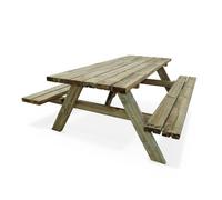 Table de pique nique bois de pin + 2 bancs PANCHINA
