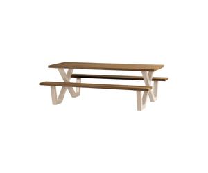 Table de pique-nique de jardin 206x145 Ayous et métal sable TABLO