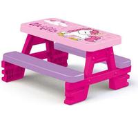 Dolu Ensemble de sièges pour enfant composé de 1 table et 2 bancs pour enfants à partir de 2 ans, table de pique-nique colorée pour enfants, produit sous licence officielle Barbie