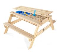Table de pique-nique en bois avec sable et eau Plum Surfside