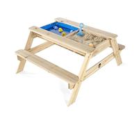 Table de pique-nique en bois avec sable et eau Plum Surfside