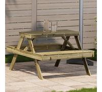 Table de Pique-nique en Bois de Pin Imprégné 105x134x75 cm - Solide et Résistante aux Intempéries Design Lattes pour Jardin, Terrasse, Patio - Meuble d'Extérieur Durable avec Plateau Robuste
