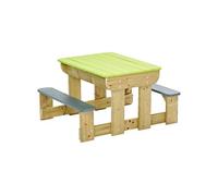 Kangui - Table de pique-nique en bois massif pour enfants avec bancs et bacs en plastique Vert