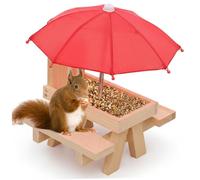 Table de Pique-Nique en Bois pour écureuil, mangeoire Amusante avec Parapluie, Adorable mangeoire pour l'extérieur, maïs et Noix, Charmante décoration de Jardin