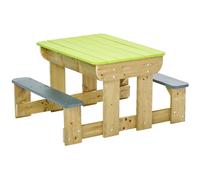 Kangui - Table de pique-nique en bois massif pour enfants avec bancs et bacs en plastique Vert