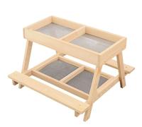 Table de pique-nique en poulet à double couche, mangeoire de poulailler en bois fait à la main, sauvage de jardin d'écureuils avec 4 grilles | Pour volailles, canards, pav
