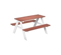 Outsunny Table de Pique-Nique pour Enfants avec 2 bancs en Bois Massif - Table pour Le Jardin - dim. 89L x 79l x 50H cm Marron et Blanc