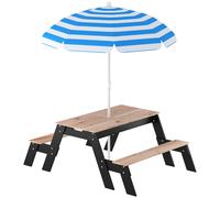 Table De Pique-Nique Enfant Bois Avec Parasol Et 2 Bacs Beige